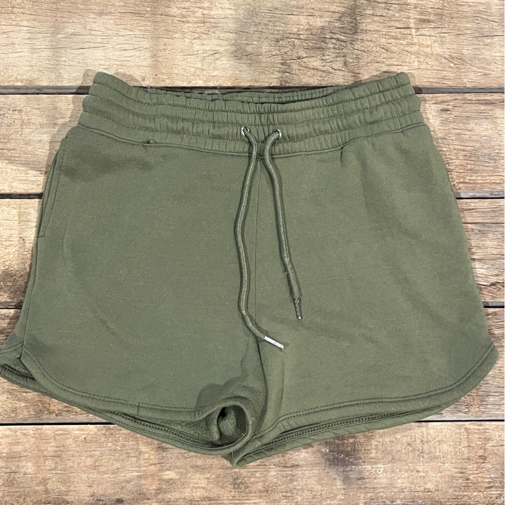 Better Together Olive Green Fleece Lounge Shorts Size L